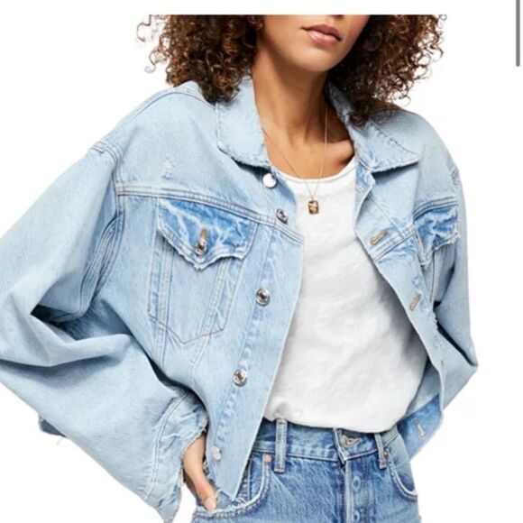 Free People Amelia Slouchy Trucker Denim Jacket - Picture 2 of 7